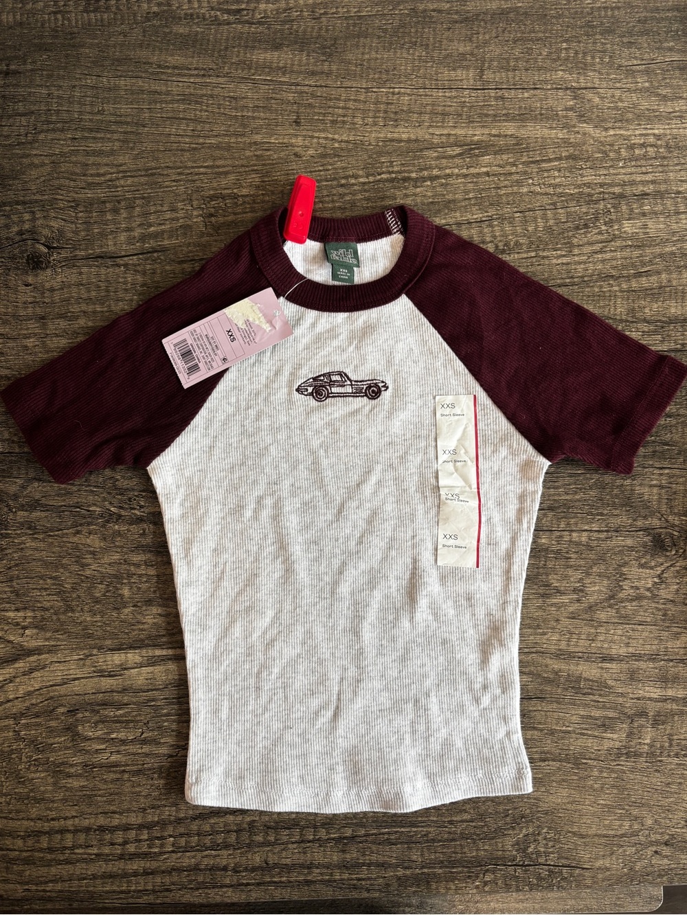 wild fable gray & Burgundy Raglan Tee with Car Graphic